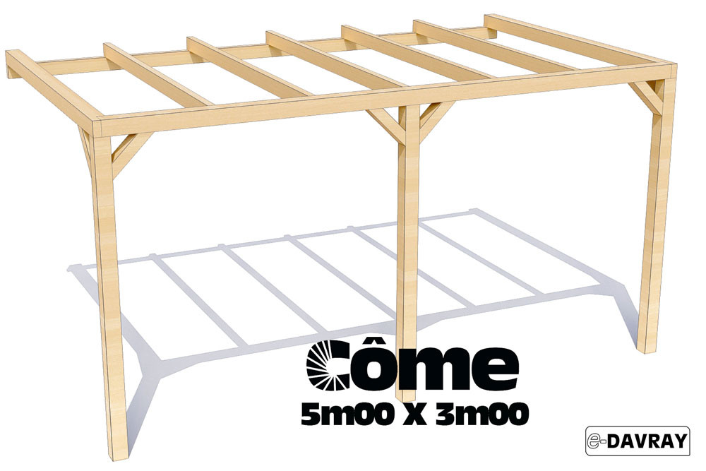 Pergola bois adossée COME 5m X 3m - Pergola adossée