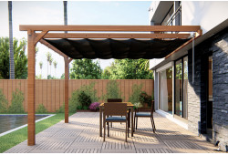 Pergola bois JADE 3m00 X 3m00 avec toile coulisssante