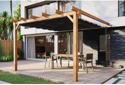 Pergola bois JADE 4m00 X 3m00 - avec toile coulissante en option