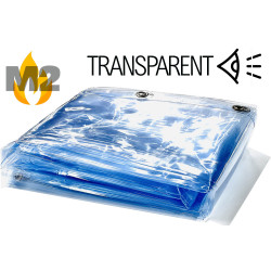 Bâche ignifugée transparente avec oeillets 