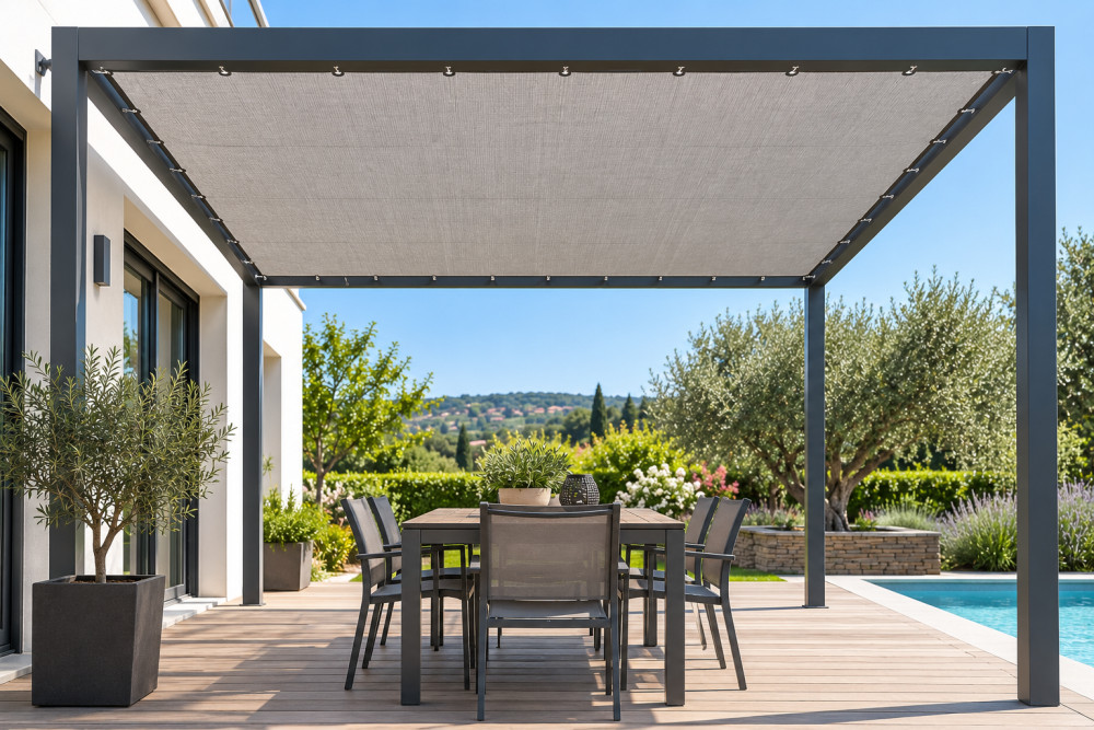 Toile pergola 4x3 microperforée Soltis avec œillets