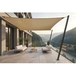 Voile d'ombrage rectangle 4 x 3 m sur terrasse