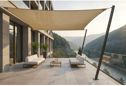 Voile d'ombrage rectangle 3 x 5 m sur terrasse