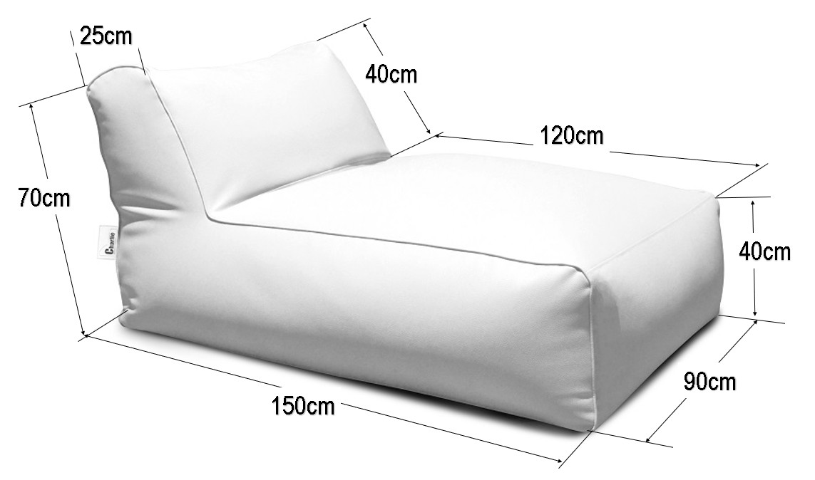 dimension de la méridienne pour l'intérieur et l'extérieur charlie lounge