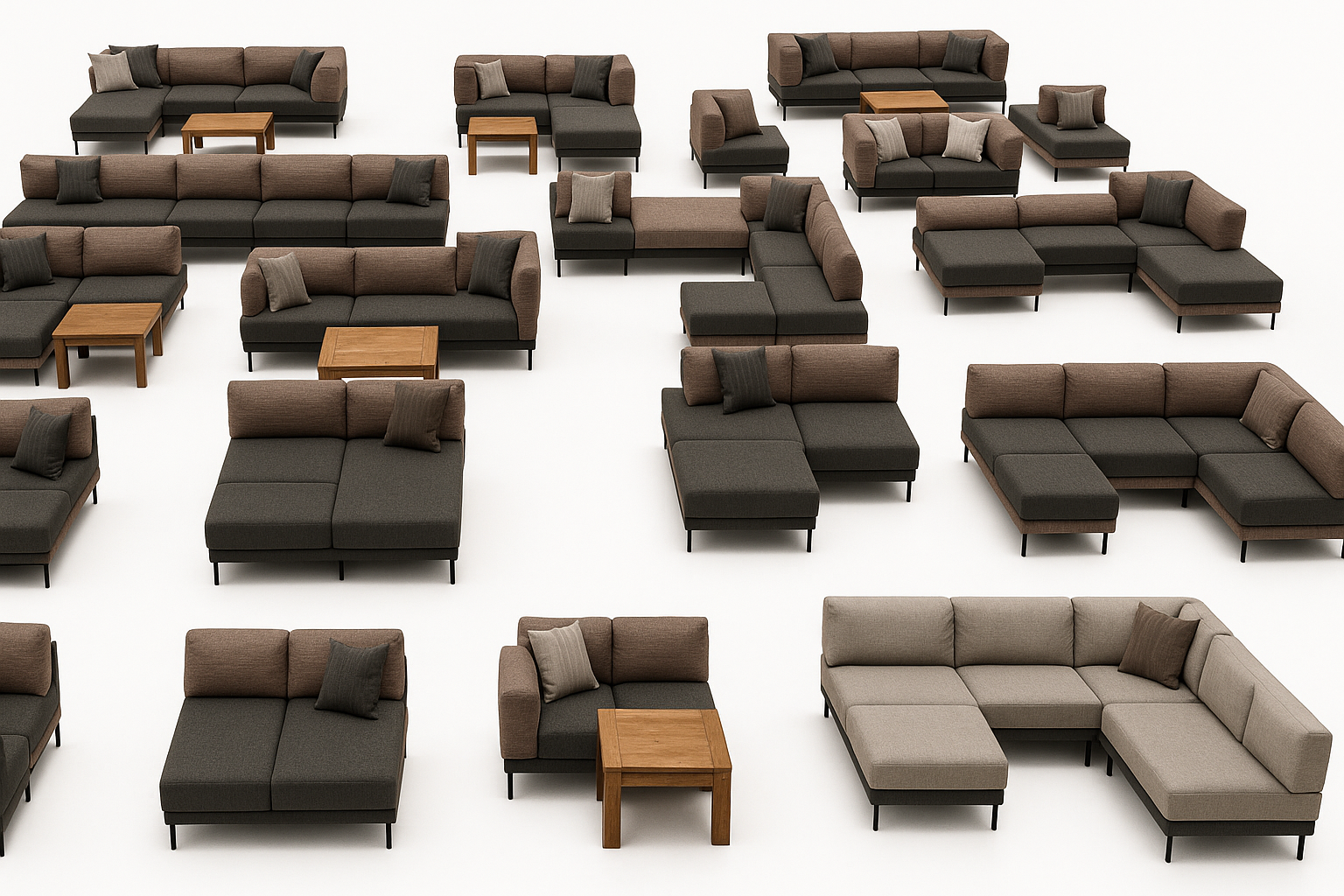 différentes combinaisons du mobilier évolutif Molt