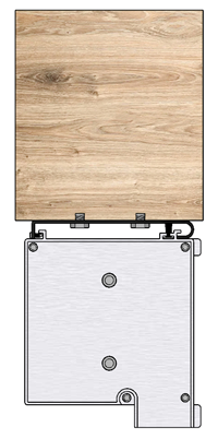 Vue en coupe de la fixation plafond pour coffre de store extérieur