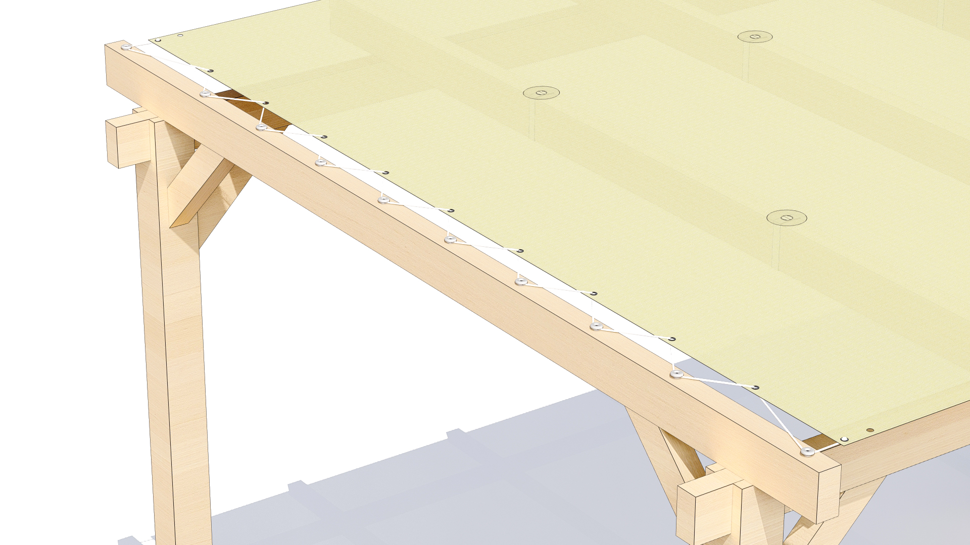 fixation type b d'une toile pour pergola bois