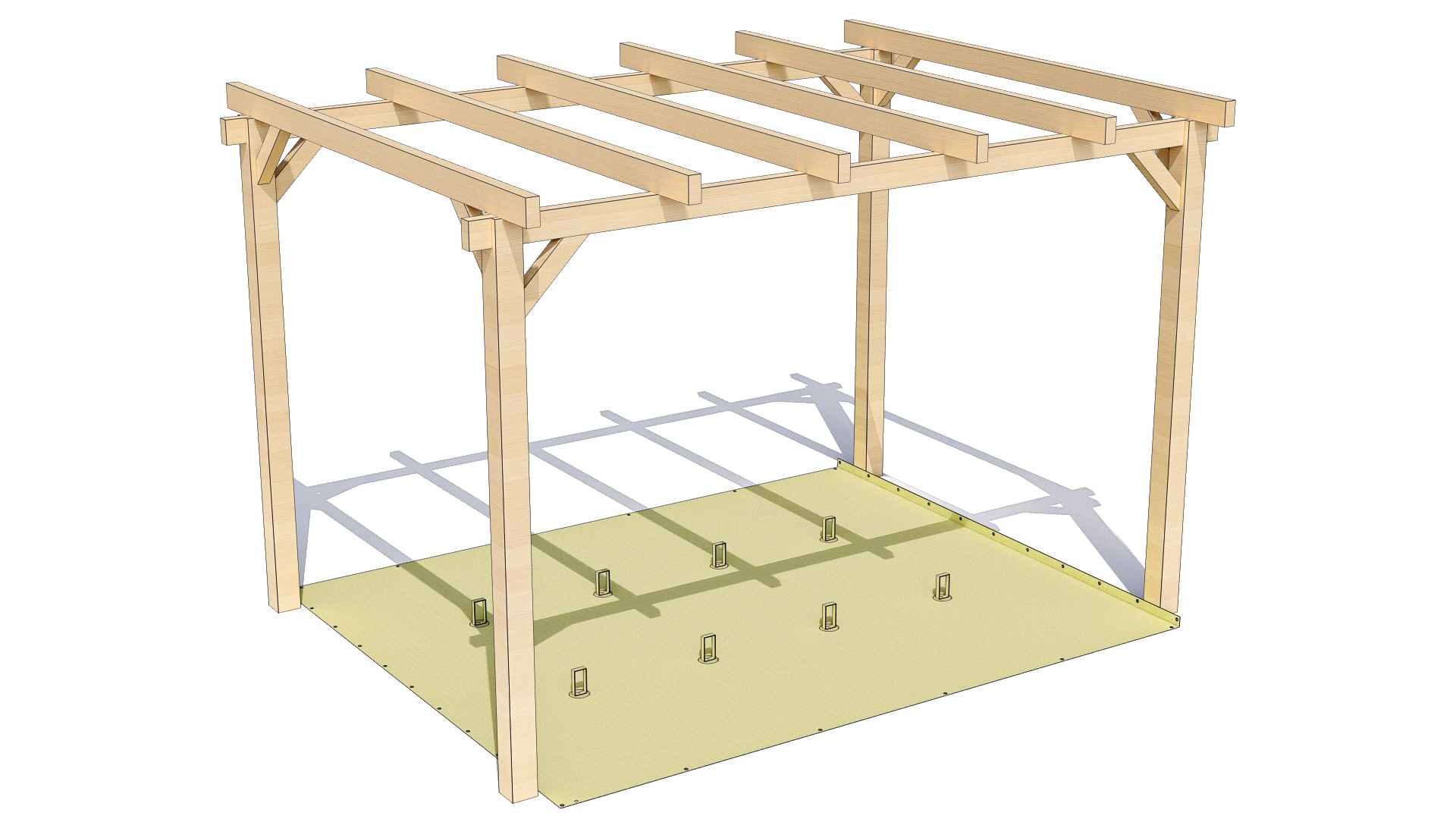 Toile au sol pergola bois