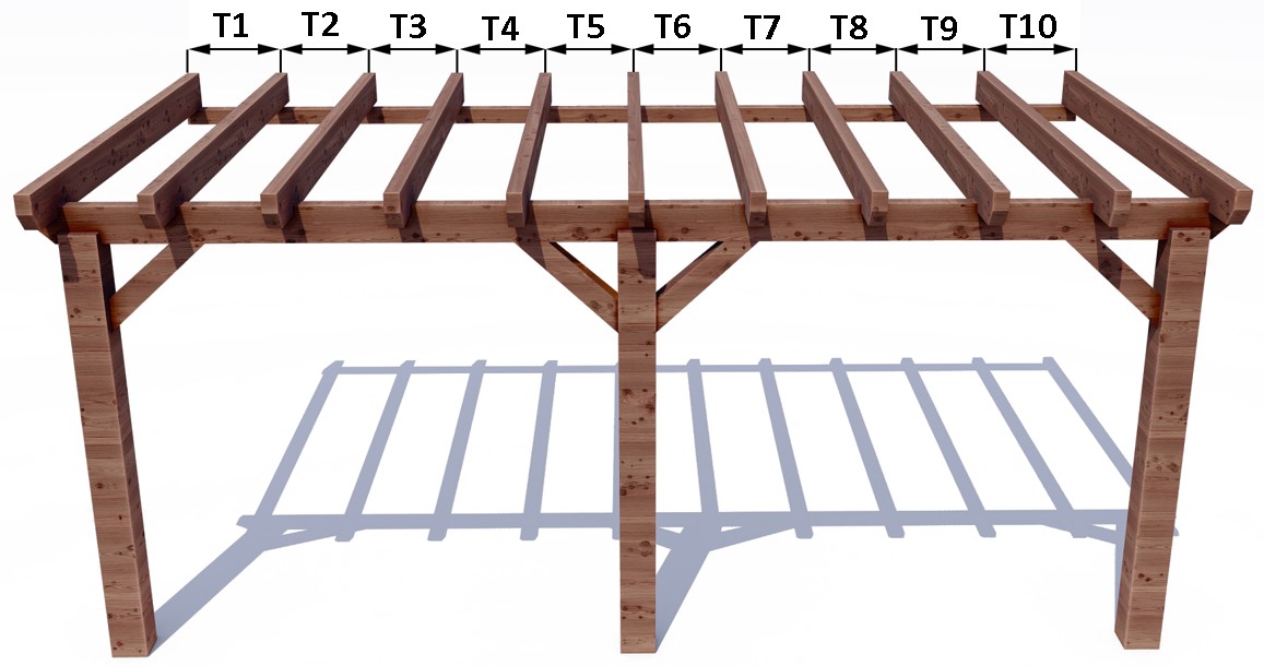 Travées sur une pergola bois