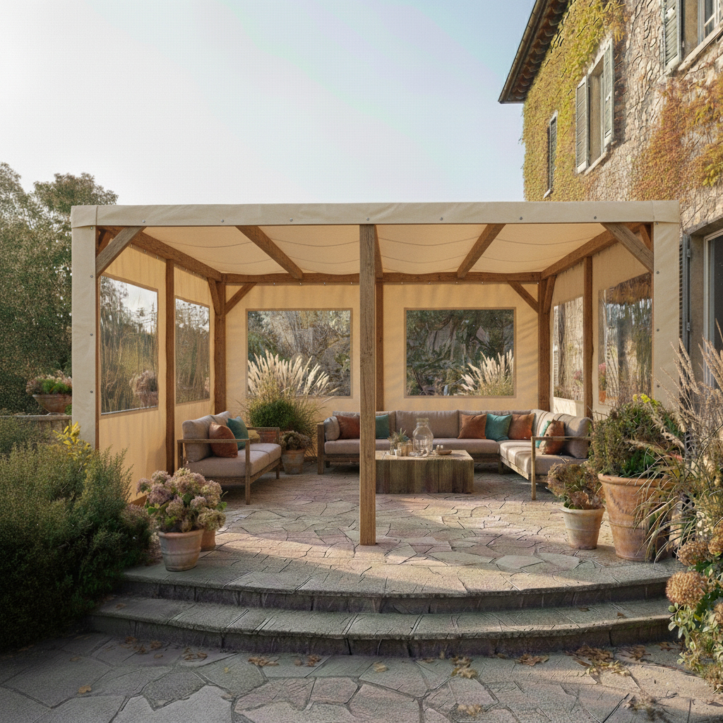 Toile de pergola en bois sur mesure