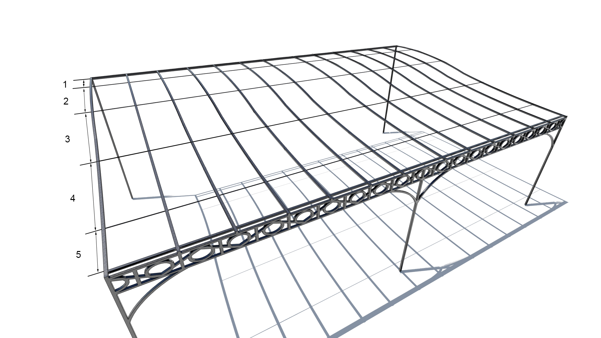 nombres de lisses sur une pergola métallique