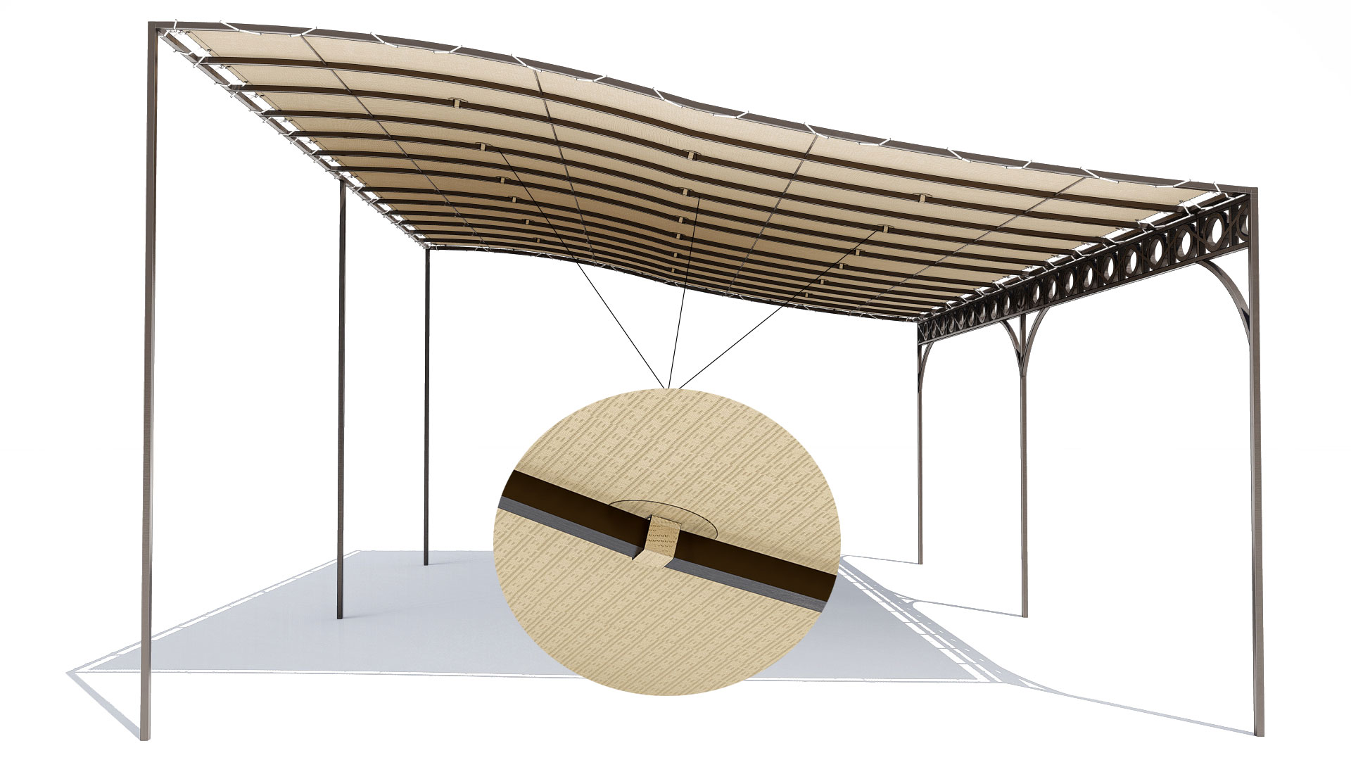 fixation d'une toile de pergola avec velcros