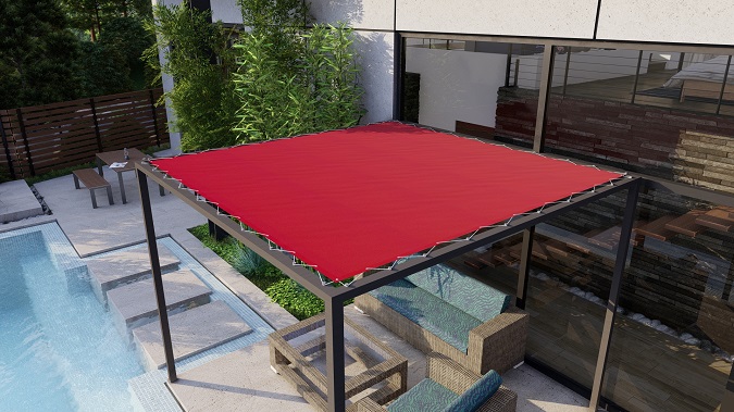 toile sur mesure rouge pour pergola 