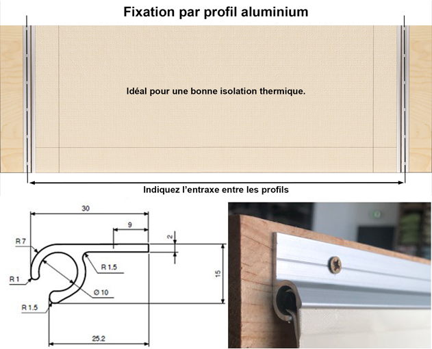 bâche de fermeture fixée par profil