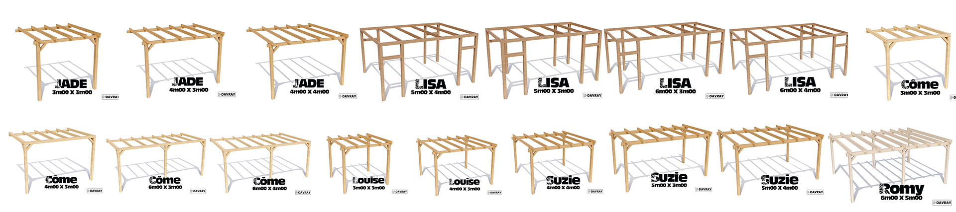 différentes dimensions de pergola en bois