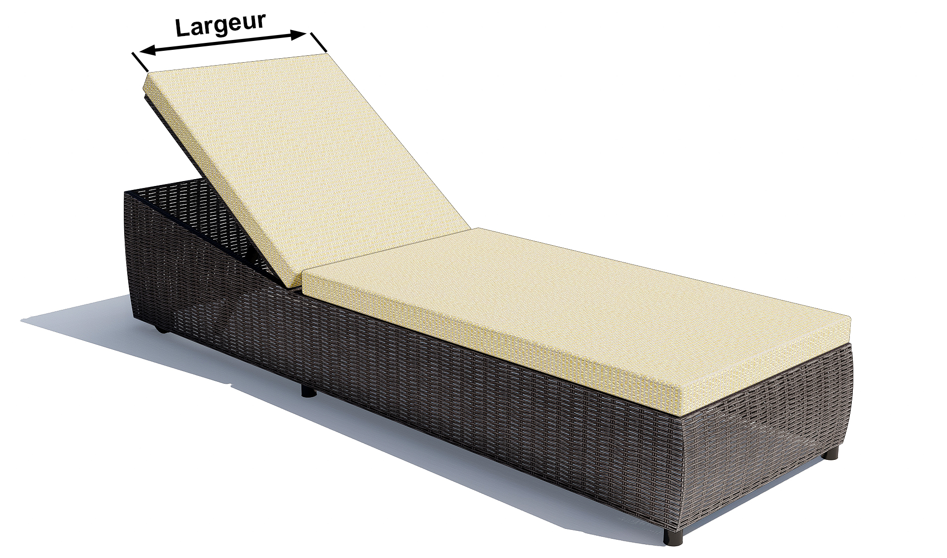 Prise de mesure largeur de coussins bain de soleil