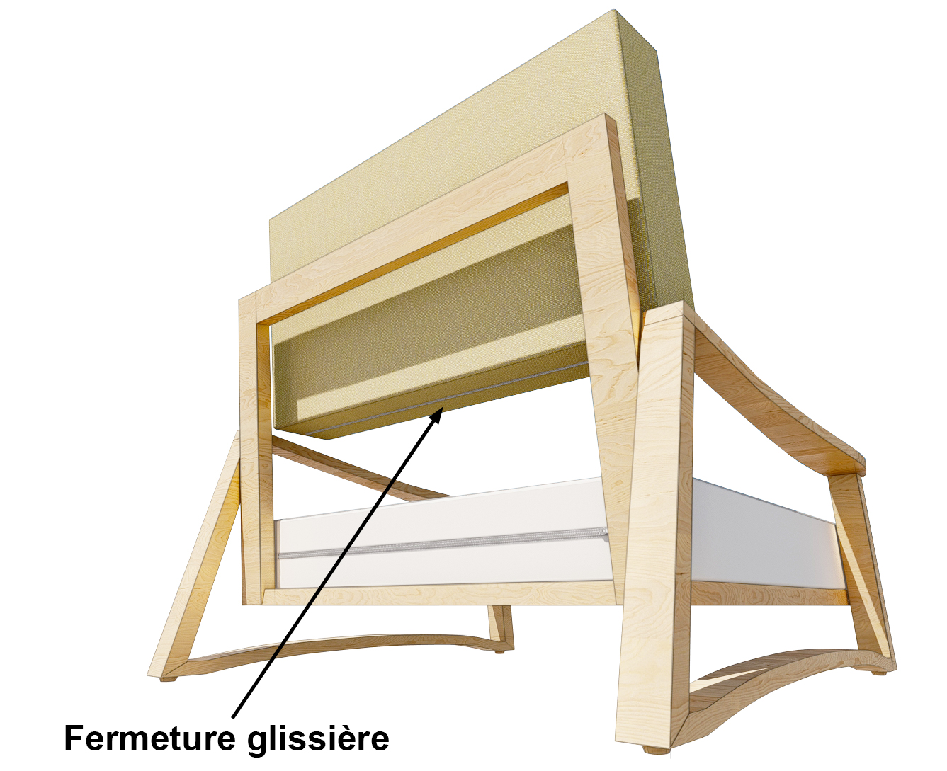 Visuel d'une fermeture glissière pour coussin dossier