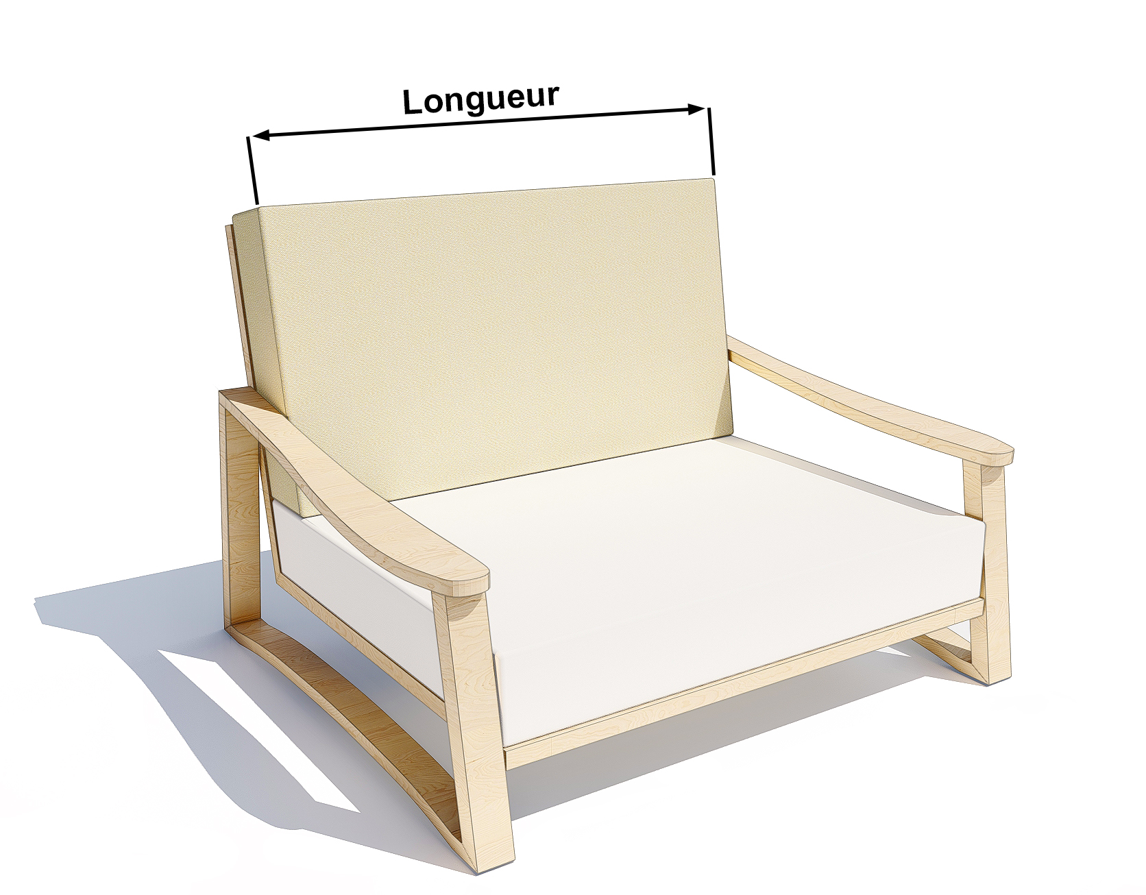 longueur d'un coussin sur mesure pour dossier