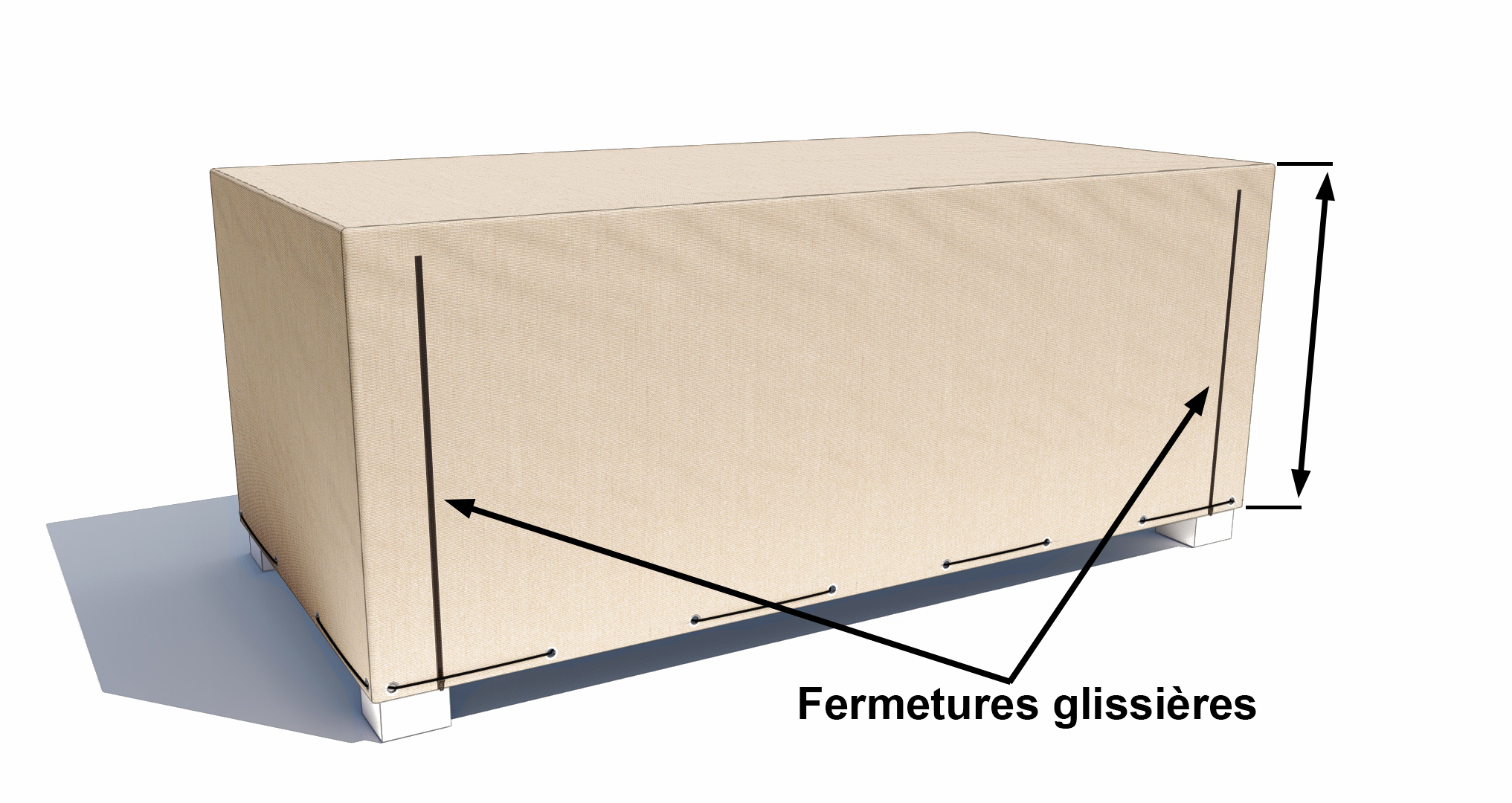 fermeture zip sur housse de protection