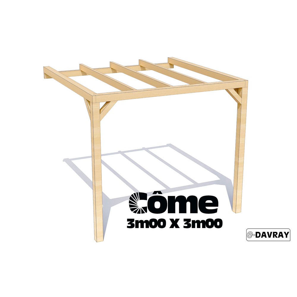 pergola adossée en bois 3x3m côme