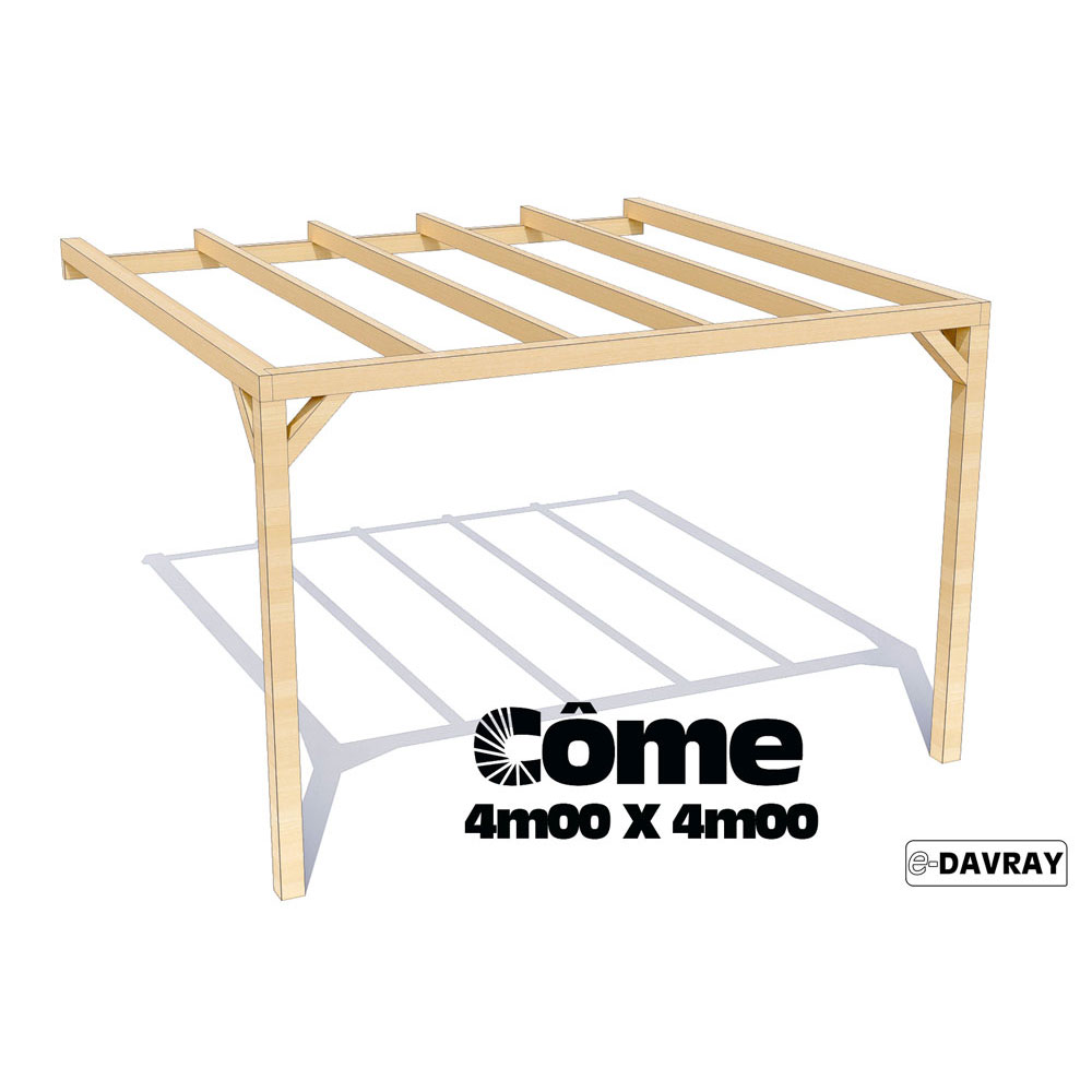 pergola en bois adossée 4x4m côme