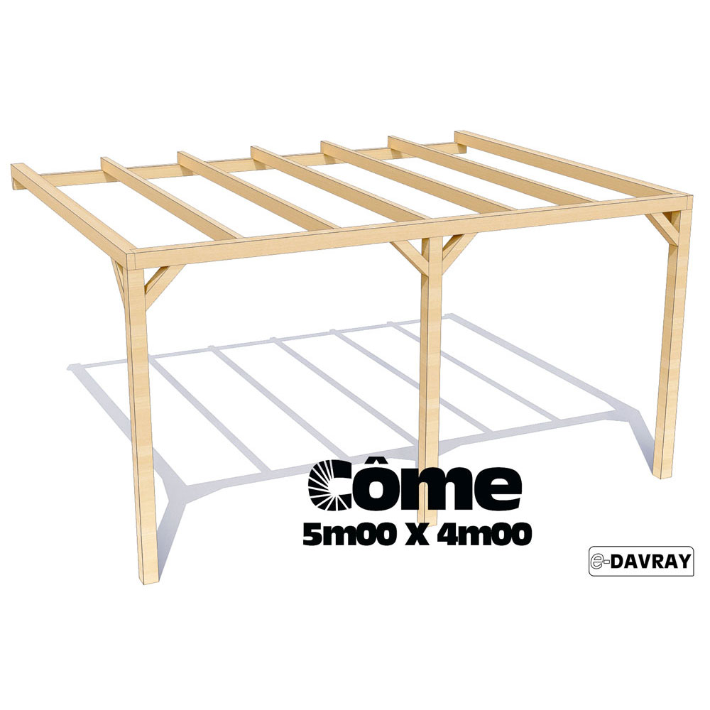 pergola bois adossée 5x4m côme