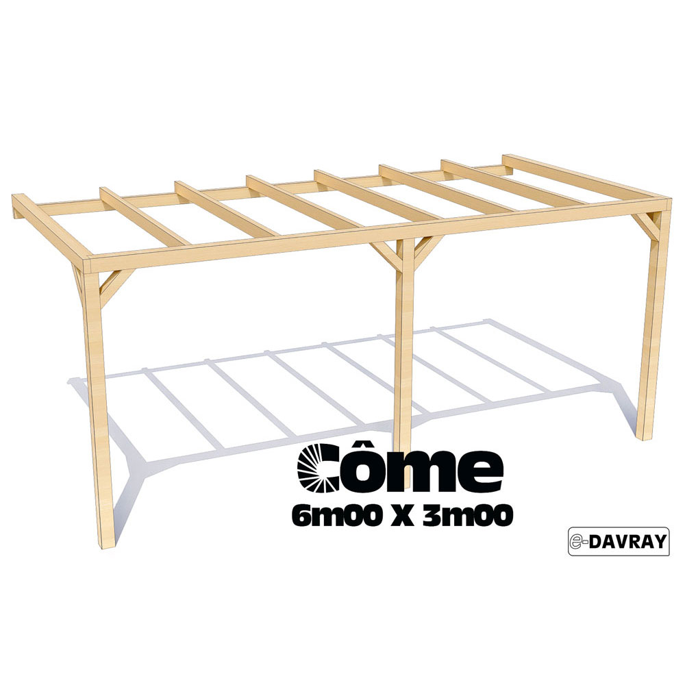 pergola en bois adossée 6x3m côme