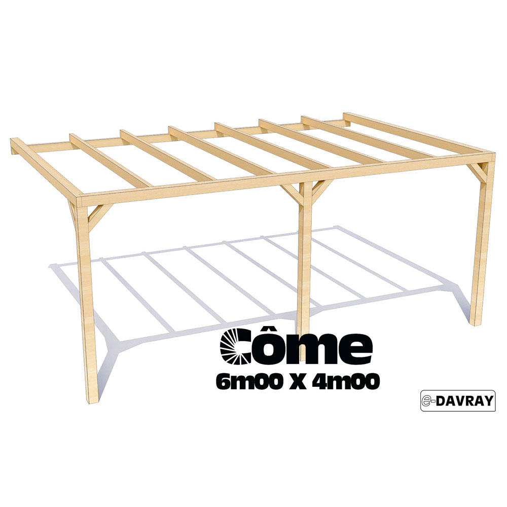 pergola adossée en bois 6x4m côme