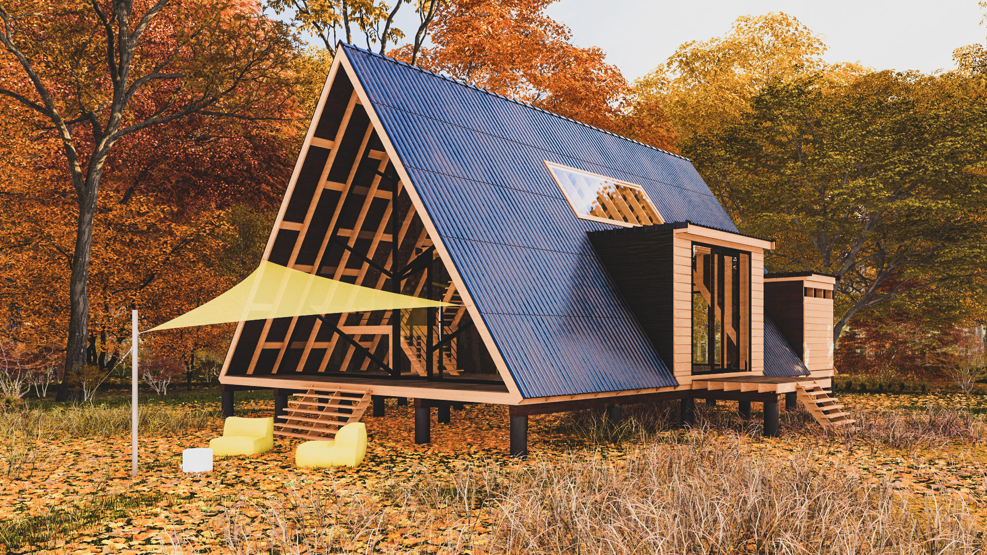 voile d'ombrage sur mesure du maison contemporaine