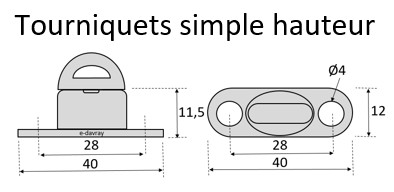 Dimensions tourniquets simple hauteur pour bâche terrasse